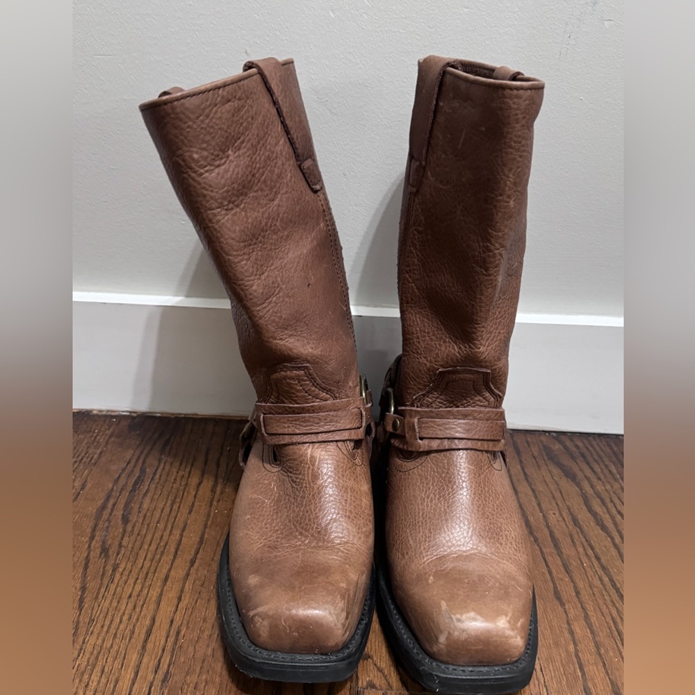 Masterson Brown Harness Biker Boots Women's 10M